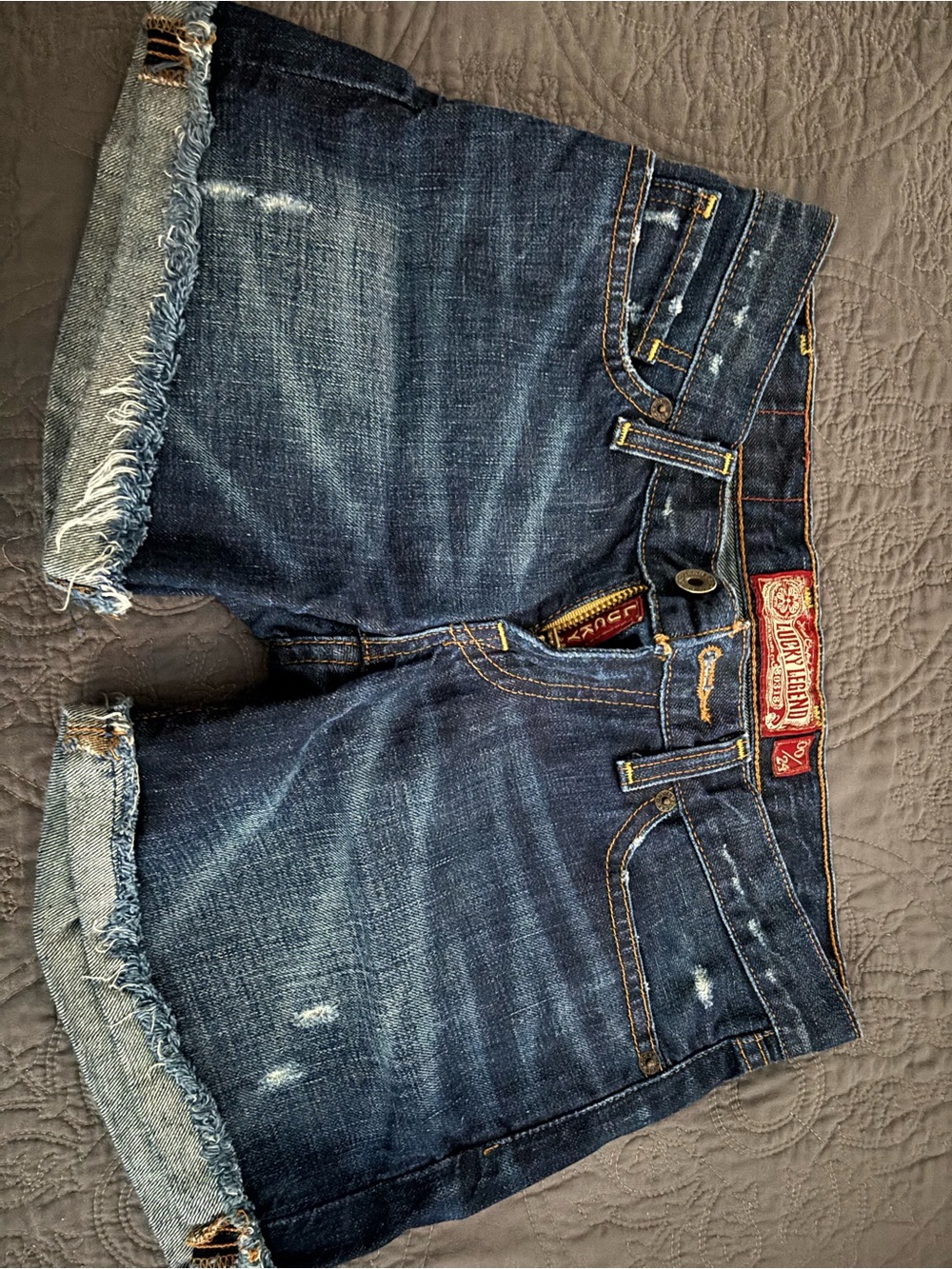 Women’s Dark Blue Denim Cutoff Shorts - Casual Frayed Hem